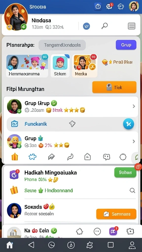 Tampilan grafis yang cerah dan warna-warni.