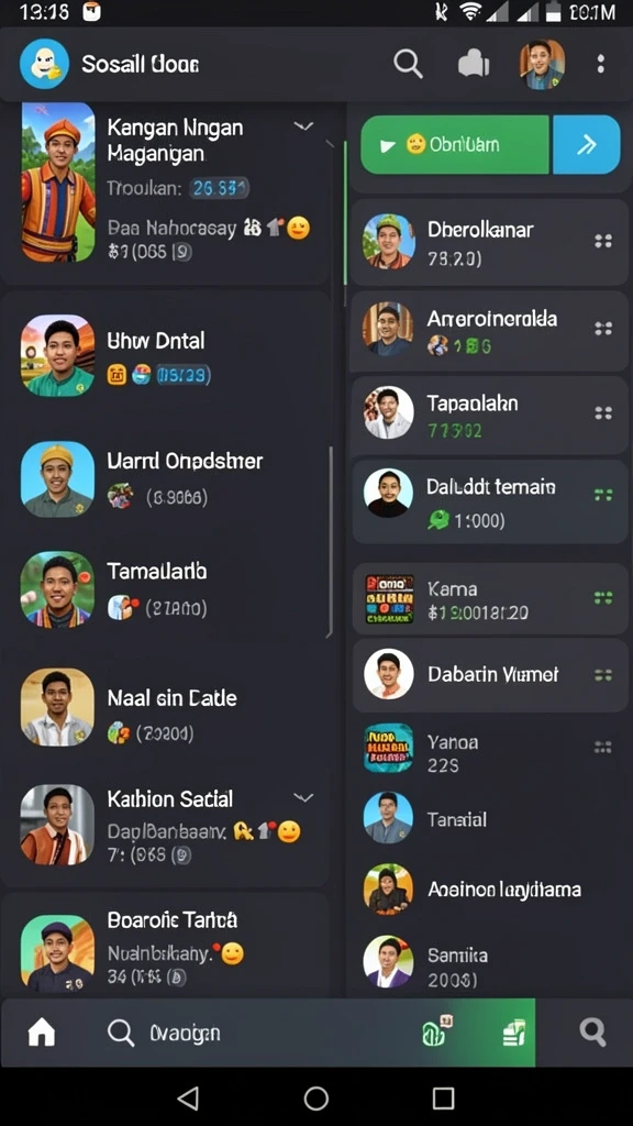 Fitur sosial untuk berinteraksi dengan pemain lain.