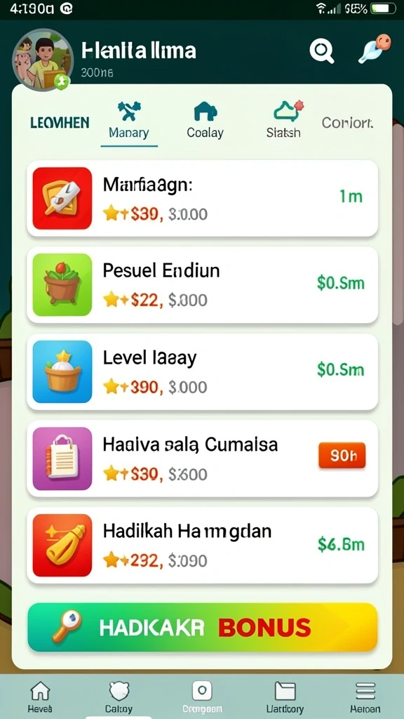 Penggambaran level yang penuh warna dan menarik.